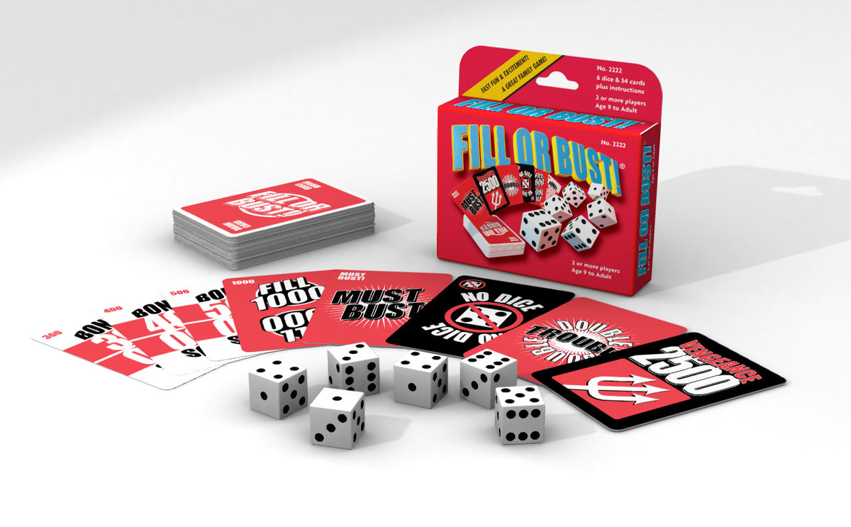 Fill Or Bust! Card & Dice Game – 4-Pack Holiday Gift Set